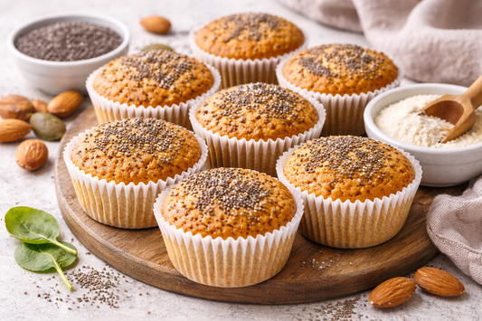 Keto Muffins mit Kartoffelfasern und Chia Samen