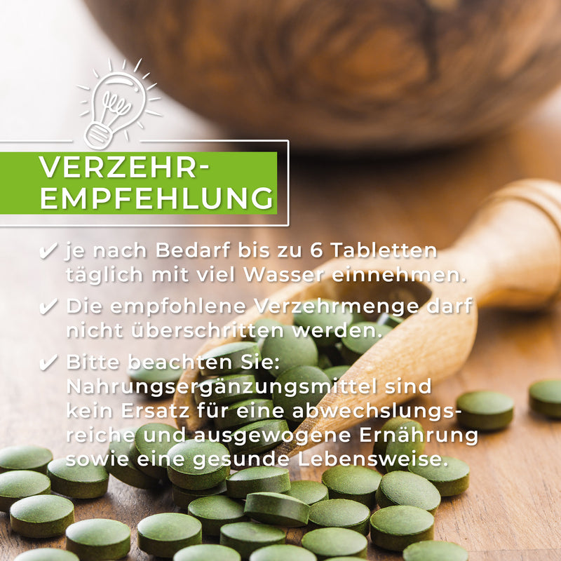 GreatVita Bio Chlorella Tabletten im Beutel verzehrempfehlung
